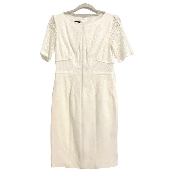 Ivy & Blue Dresses & Skirts - Ivy & Blue White Dress Lace Overlay Short Sleeve 6 Romantic Bride Feminine